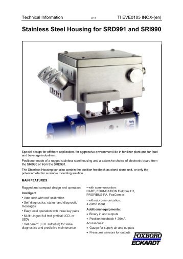 Stainless Steel Housing for SRD991 and SRI990 - Invensys