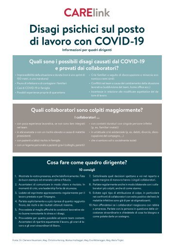 Disagi psichici sul posto di lavoro con COVID-19