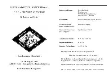 Vergebene Wander - Pokale 19. August 2007 - Verein für Pointer ...