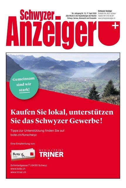 Schwyzer Anzeiger – Woche 16 – 17. April 2020