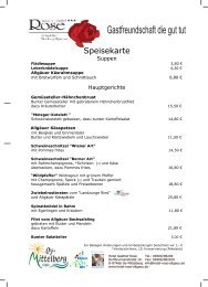 Speisekarte Restaurant Rose, aktuell, https://www.hotel-rose-allgaeu.de/170/restaurant  ,Gasthof Rose, Oy-Mittelberg