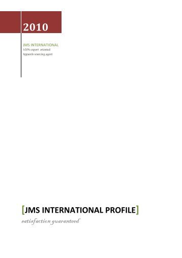[JMS INTERNATIONAL PROFILE] - Globaltrade.net