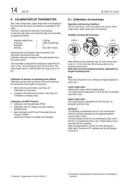 244LVP Intelligent Buoyancy Transmitter for ... - Foxboro Eckardt