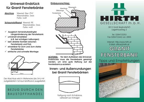 Universal-Endstück für Granit Fensterbänke - Bau-Service Grabmann