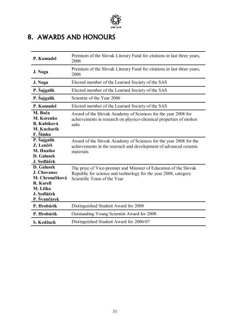 Foreign Cooperating Institutions - Institute of Inorganic Chemistry ...