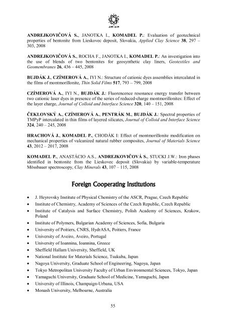 Foreign Cooperating Institutions - Institute of Inorganic Chemistry ...
