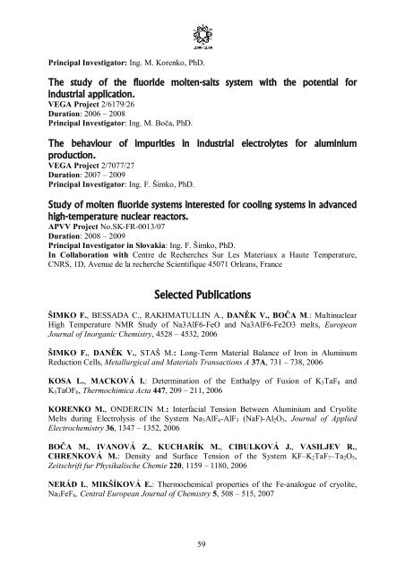 Foreign Cooperating Institutions - Institute of Inorganic Chemistry ...