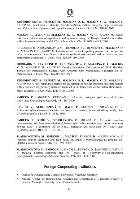 Foreign Cooperating Institutions - Institute of Inorganic Chemistry ...