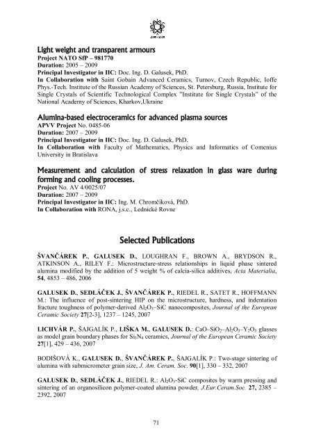 Foreign Cooperating Institutions - Institute of Inorganic Chemistry ...