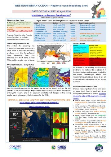 WIO bleaching alert-20-04-15