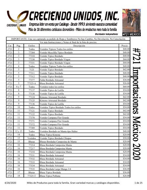 721 Impor Mexico - Lista Precios PDF