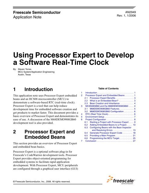 Using Processor Expert to Develop a Software Real ... - Freescale