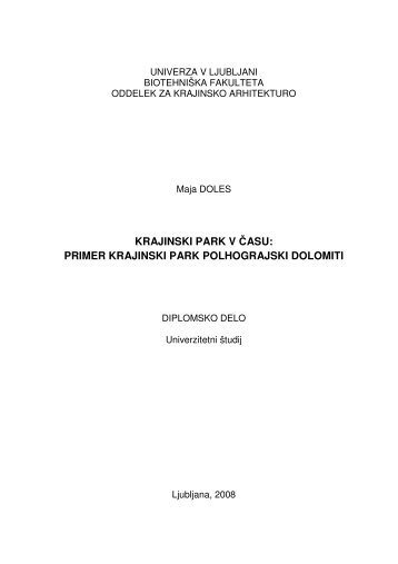 primer krajinski park polhograjski dolomiti - Digitalna knjižnica BF ...