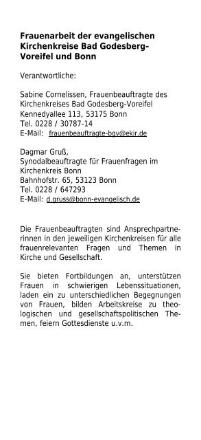 Weitere Adressen - Integration in Bonn