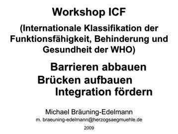 Workshop ICF Barrieren abbauen Brücken aufbauen Integration ...