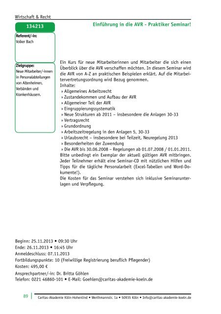 und Weiterbildung 2013 - Caritas-Akademie Köln