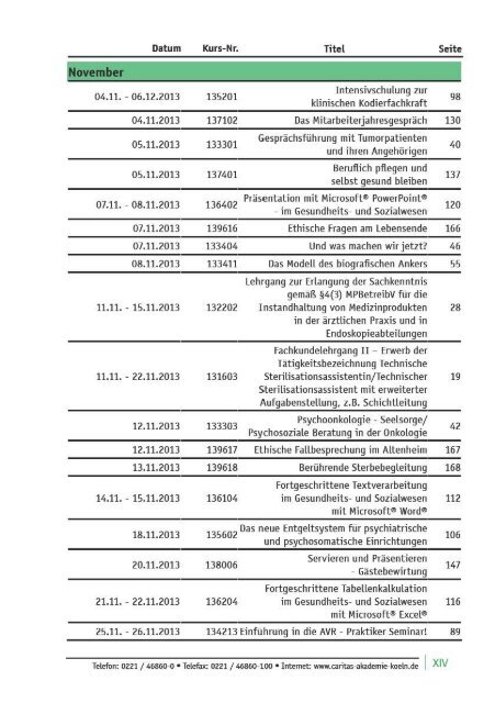 und Weiterbildung 2013 - Caritas-Akademie Köln