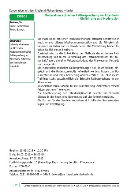 und Weiterbildung 2013 - Caritas-Akademie Köln