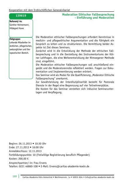 und Weiterbildung 2013 - Caritas-Akademie Köln