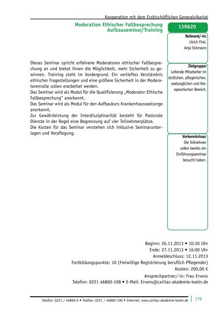 und Weiterbildung 2013 - Caritas-Akademie Köln