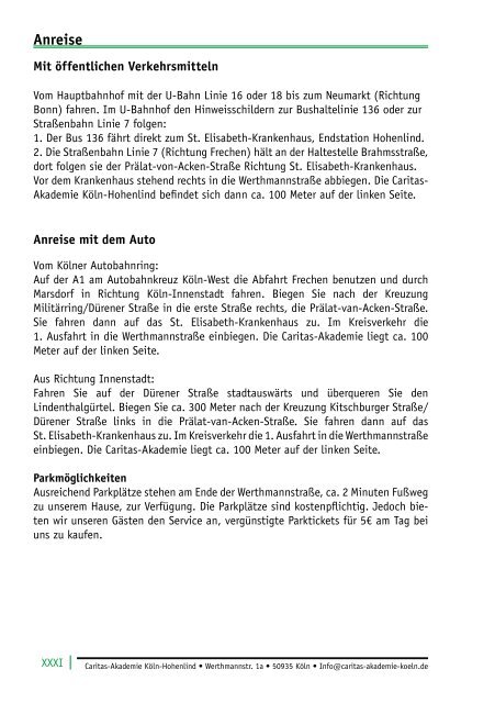 und Weiterbildung 2013 - Caritas-Akademie Köln