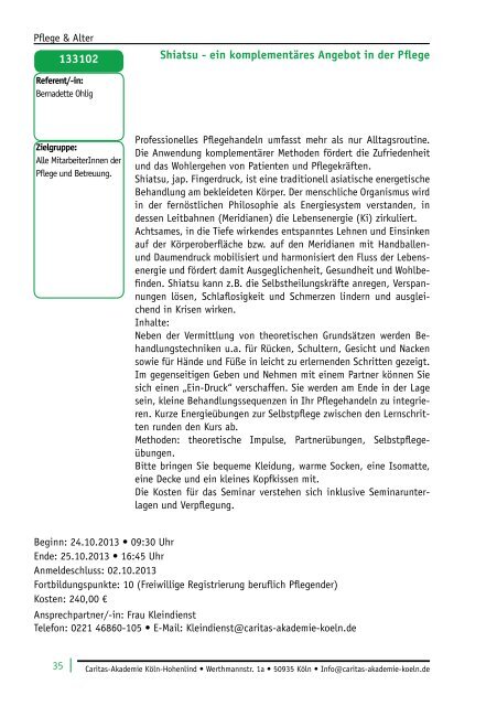 und Weiterbildung 2013 - Caritas-Akademie Köln