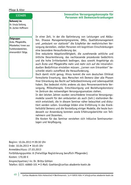 und Weiterbildung 2013 - Caritas-Akademie Köln