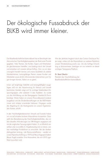 und Nachhaltigkeitsbericht 2011. - BLKB