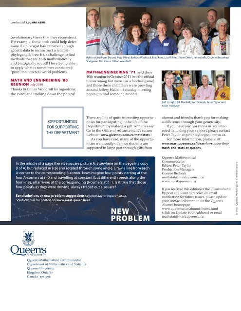 from the head - Department of Mathematics and Statistics - Queen's ...