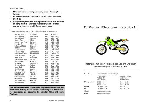 Motorrad Kategorie A1 - Kanton Schwyz