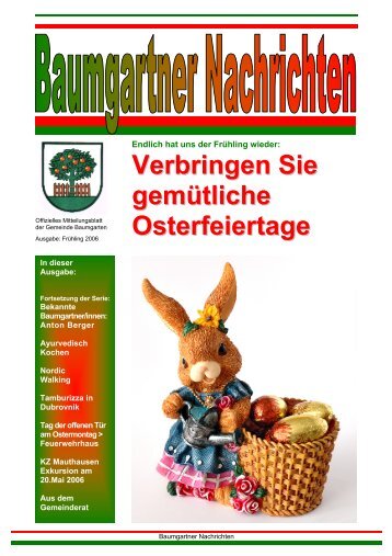 Baumgartner Nachrichten Frühjahr 2006 - Gemeinde Baumgarten