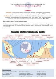INTERNATIONAL CHRISTIAN MISSION (ICM) MALAYSIA Monthly ...