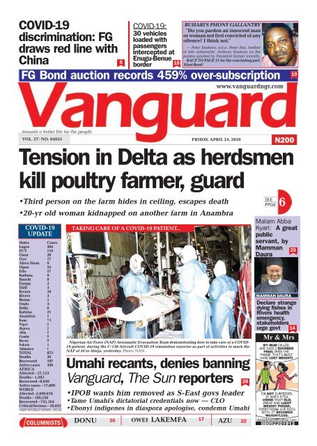 24042020 - Tension in Delta as herdsmen kill poultry farmer, guard