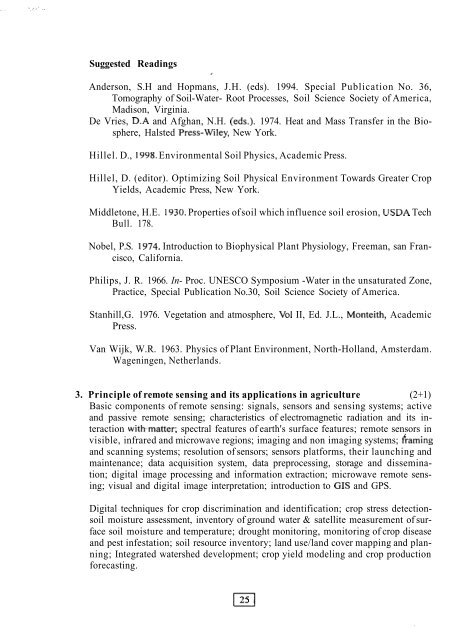 agronomy agricultural physics agricultural meteorology soil science