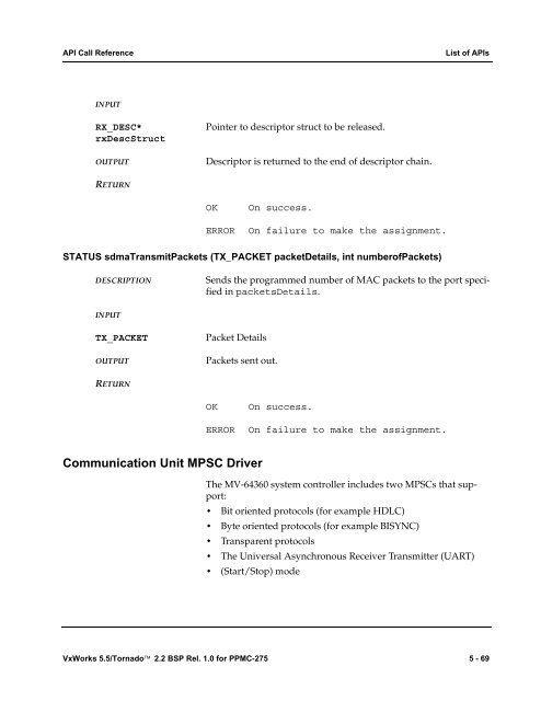 2.2 BSP Rel. 1.0 for PPMC-275 Programmer's Guide