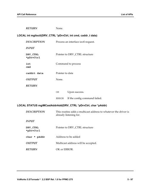 2.2 BSP Rel. 1.0 for PPMC-275 Programmer's Guide