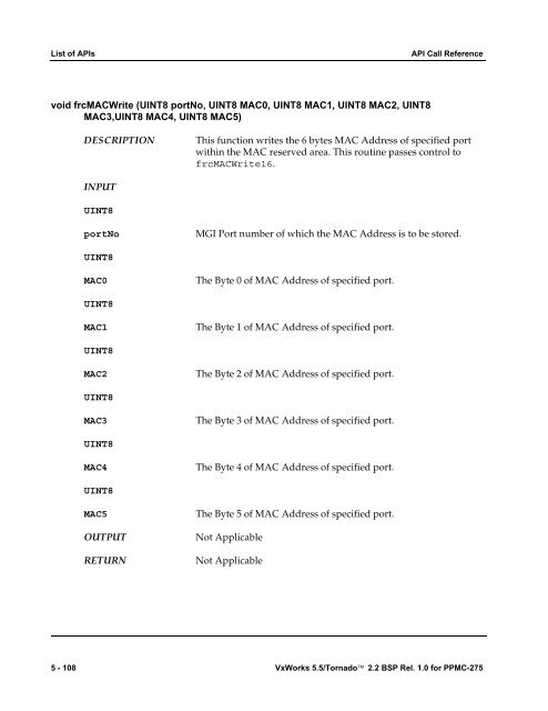 2.2 BSP Rel. 1.0 for PPMC-275 Programmer's Guide