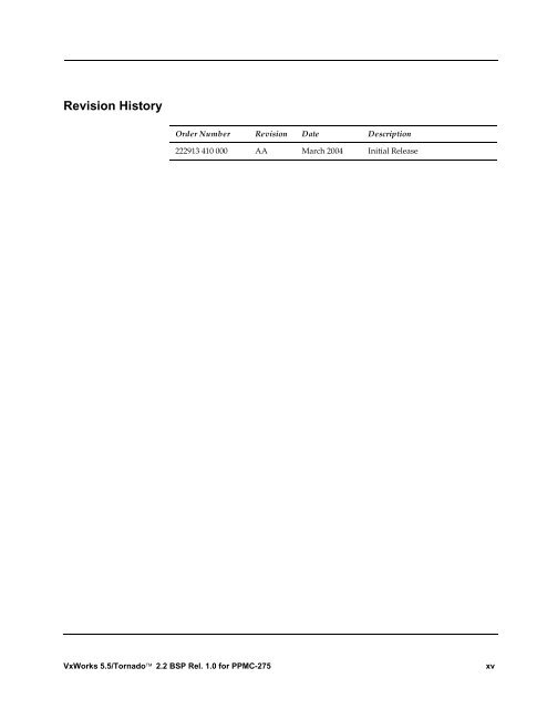 2.2 BSP Rel. 1.0 for PPMC-275 Programmer's Guide