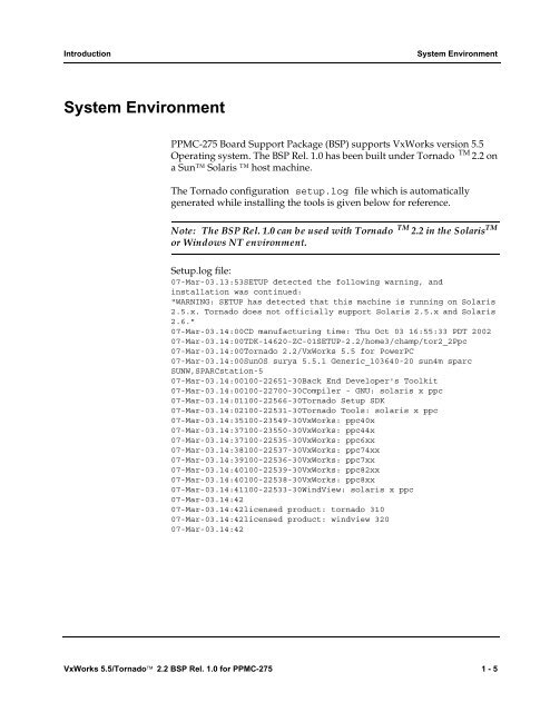 2.2 BSP Rel. 1.0 for PPMC-275 Programmer's Guide