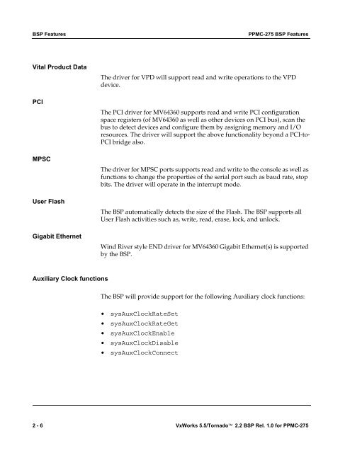 2.2 BSP Rel. 1.0 for PPMC-275 Programmer's Guide