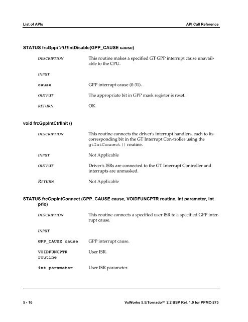 2.2 BSP Rel. 1.0 for PPMC-275 Programmer's Guide