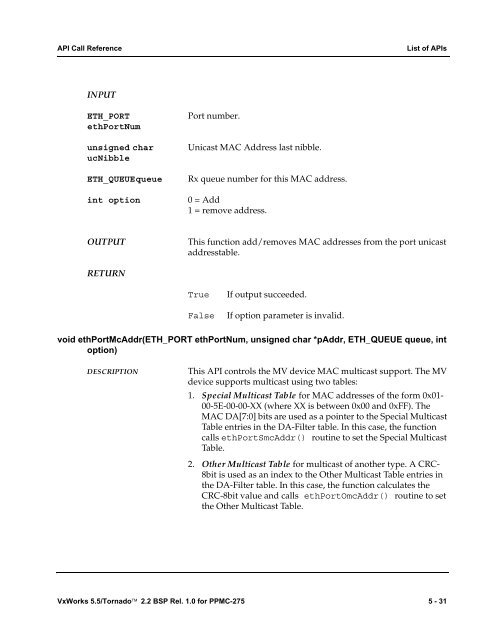 2.2 BSP Rel. 1.0 for PPMC-275 Programmer's Guide