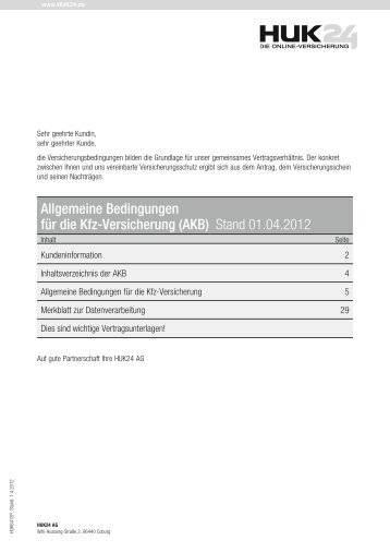 Allgemeine Bedingungen für die Kfz-Versicherung (AKB ... - Huk24