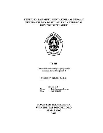 peningkatan mutu minyak nilam dengan ekstraksi dan destilasi