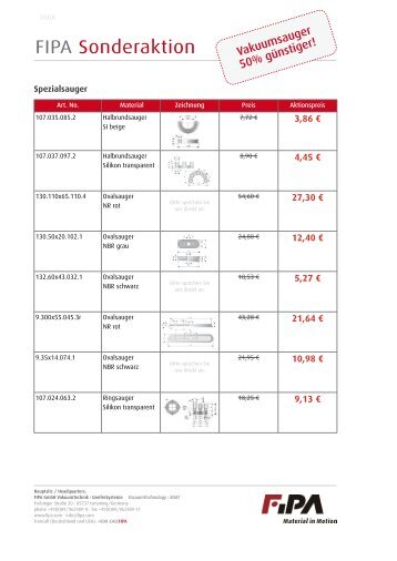 Art.Liste Spezialsauger - Fipa