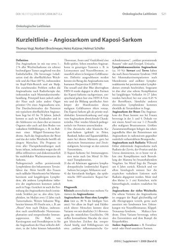 Kurzleitlinie – Angiosarkom und Kaposi-Sarkom