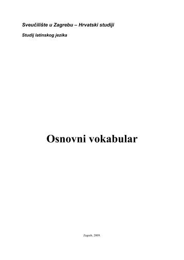 Osnovni vokabular - Hrvatski studiji - Sveučilište u Zagrebu