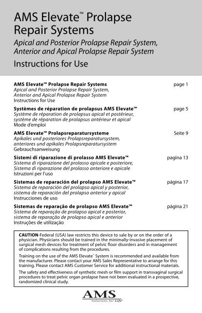 Apical and Posterior Prolapse Repair System, Anterior and ... - Elevate