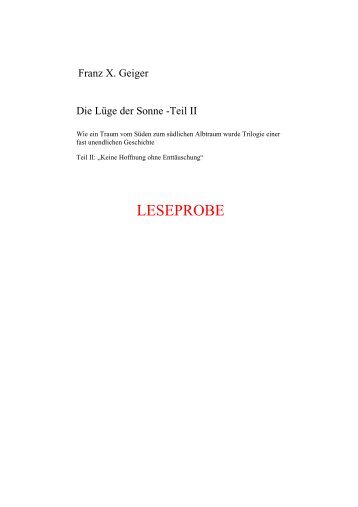 LESEPROBE - Franz-X-Geiger