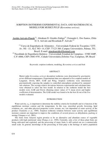 sorption isotherms experimental data and mathematical models